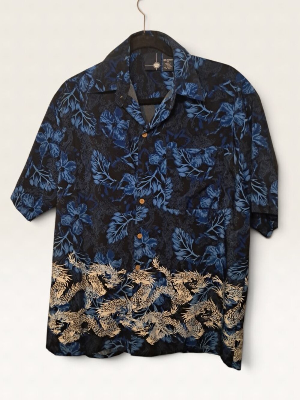 Extreme Gear Blue Dragon Floral Hawaiian Shirt Medium